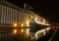 Cargo ship at night