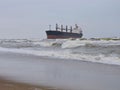 Cargo ship in Baltic sea near Klaipeda port, Lithuania Royalty Free Stock Photo