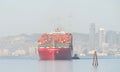 Cargo ship ONE HARBOUR manuever into the Port of Oakland Royalty Free Stock Photo