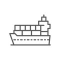 Cargo ship with parcels line icon. Royalty Free Stock Photo