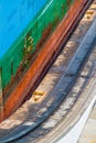 Cargo ship is passing through Gatun Locks, part of Panama Can Royalty Free Stock Photo