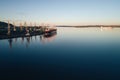 Cargo Ship in the Port Aerial View from Drone Royalty Free Stock Photo