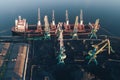 Cargo Ship in the Port Aerial View from Drone Royalty Free Stock Photo