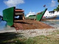 Cargo ship at port elizabeth, bequia. Royalty Free Stock Photo