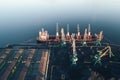 Cargo Ship in the Port Aerial View from Drone Royalty Free Stock Photo