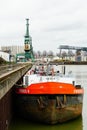 cargo ship on the quay in Niehler Hafen Cologne