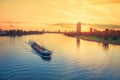 Cargo ship in the river Rhine Royalty Free Stock Photo