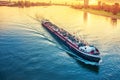 Cargo ship in the river Rhine Royalty Free Stock Photo