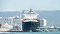 Cargo Ship SEASPAN NINGBO entering the Port of Oakland Royalty Free Stock Photo