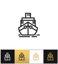 Cargo ship sign or cruise shipping vector icon