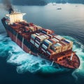 The cargo ship sinked in the middle of the sea, an illustration of a disaster in a ship's voyage 3 Royalty Free Stock Photo