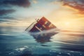 Cargo ship sinks at sea. Wreck on the coast. Neural network AI generated Royalty Free Stock Photo