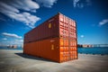 Cargo ship stern. logistics and supply chain concept. Import export containers. Blue sky background Royalty Free Stock Photo