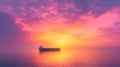 A Cargo Ship at Sunset Royalty Free Stock Photo