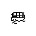 Cargo Ship Transportation Monoline Symbol Icon Logo for Graphic Design, UI UX, Game, Android Software, and Website.