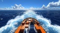 Cargo ship underway, ocean voyage, sunny day, container ship Royalty Free Stock Photo