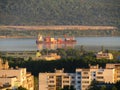 Cargo ship in the Varna lake Royalty Free Stock Photo