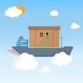 Cargo ship vessel carry goods box on sky