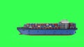 cargo ship or vessel with containers on green screen