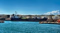 Cargo ship waiting in the port Genova