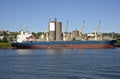 A cargo ship on the Willamette river Portland Oregon. Royalty Free Stock Photo
