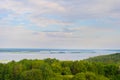 Cargo shipping boat Dnipro river Royalty Free Stock Photo