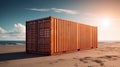 Cargo shipping container working at sea port logistic busi. AI Generative