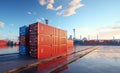 cargo shipping container working at sea port logistic busi. AI Generative