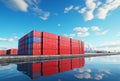 cargo shipping container working at sea port logistic busi. AI Generative