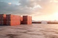 cargo shipping container working at sea port logistic busi. AI Generative