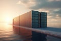 cargo shipping container working at sea port logistic busi. AI Generative