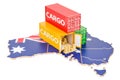 Cargo Shipping and Delivery from Australia concept, 3D