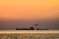 Cargo ships at anchor Royalty Free Stock Photo