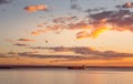 Cargo ships in Botany Bay at sunset Royalty Free Stock Photo