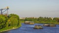 Cargo ships on the canal.