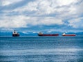 Cargo ships on the Columbia River Royalty Free Stock Photo