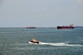 Cargo ships entering Panama Canal in the Cristobal, Panama Royalty Free Stock Photo