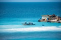 Cargo ships on the roads, coastline. Royalty Free Stock Photo