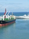 Cargo ships and tankers at industrial port of Casablanca