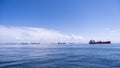 Cargo ships waiting in marmara sea for acrossing istanbul bosphorus