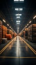 Cargo stored in a vast warehouse under a sturdy metal frame roof