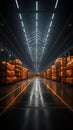 Cargo stored in a vast warehouse under a sturdy metal frame roof