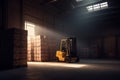 cargo sun logistic forklift transportation delivery box distribution storage warehouse. Generative AI.