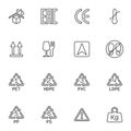 Cargo symbols line icons set