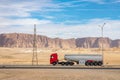 Cargo tanker truck driving through the desert