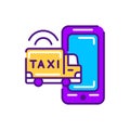 Cargo taxi color line icon. Online mobile application order taxi service. Pictogram for web, mobile app, promo. UI UX design