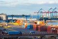 Cargo terminal in the big sea port Royalty Free Stock Photo