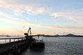 Cargo terminal for loading coal cargos by shore cranes. Port Gladstone, Australia. December, 2019.