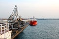 Cargo terminal for transshipment of grain, containers and other goods. Jeddah Port, Saudi Arabia Royalty Free Stock Photo