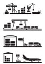 Cargo terminals icon set Royalty Free Stock Photo